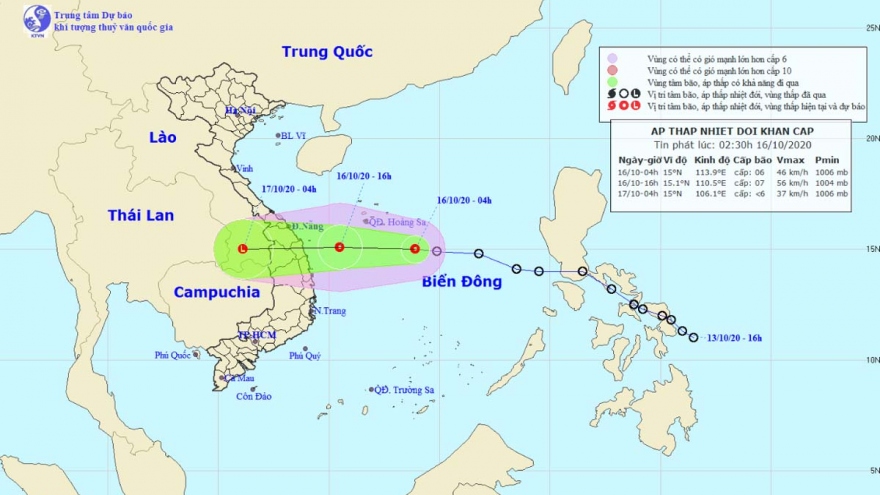 Tropical low depression to hit central Vietnam October 16